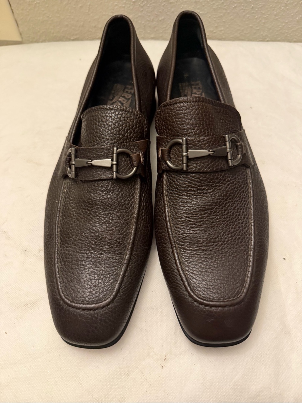 SALVATORE FERRAGAMO 'men’s Metrone' Dark Brown Leather Loafers SZ US10,pre-owned